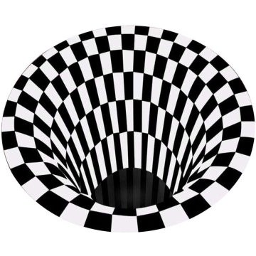 3D Area Rug Floor Mat Illusion Non Slip Area Rug, 3D Visual Vortex Optical Illusions Floor Rug,Black White Plaid